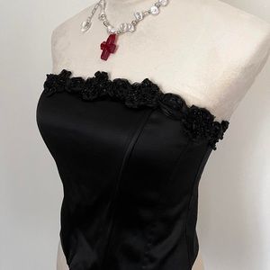 Elegant Black Rose Corset Top